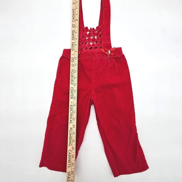 Vintage Toddletime JCPenney Red Corduroy Overalls Lattice Bib Size 2T - Picture 7 of 7